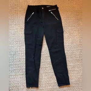Blank NYC Black Skinny Cargo Jeans with Zipper Accents